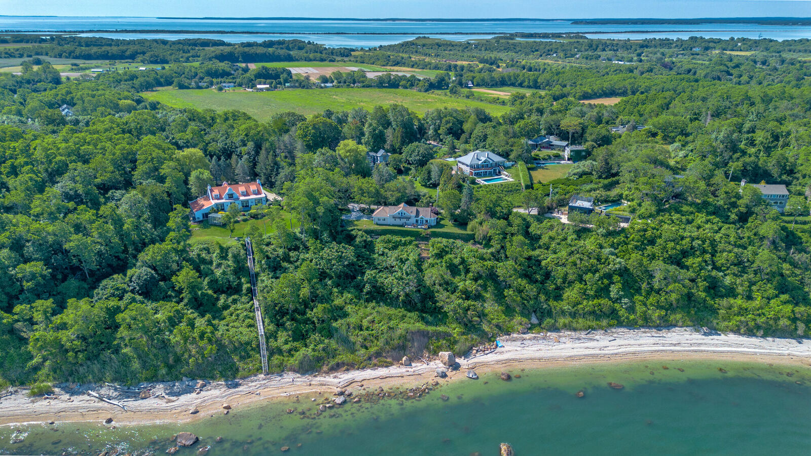 Neighborhood and shoreline aerial, Orient